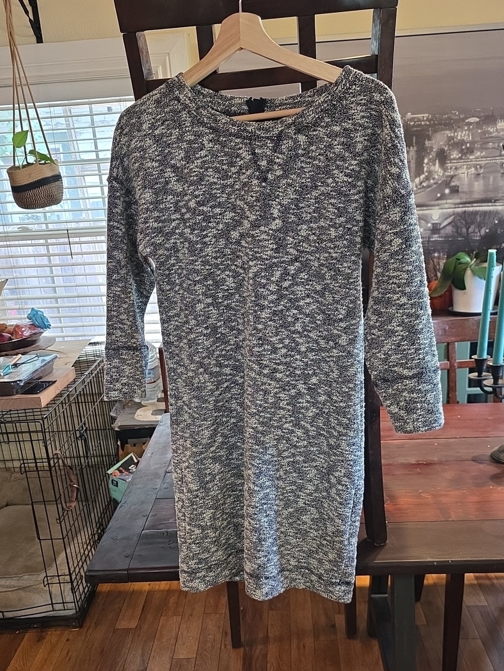 Banana Republic Gray Marled Crewneck Sweater Dress